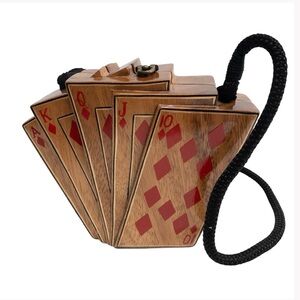 Very Unique - Timmy Woods Vintage Acacia Wood Playing Card Handbag